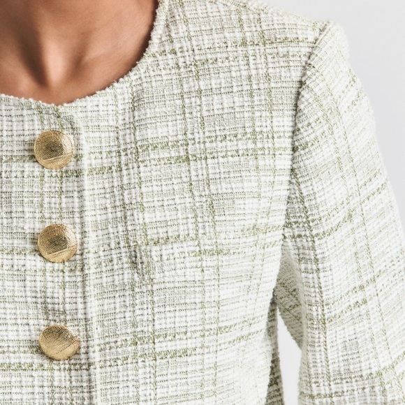 10 Crosby Derek Lam Cream Tweed Blazer - Picture 3 of 9